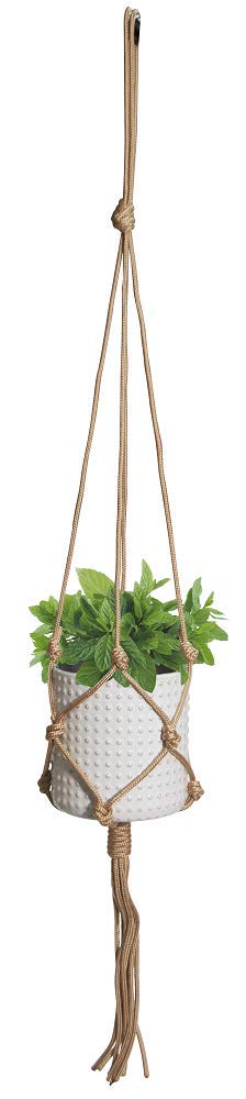 Misco Ceramic Macrame Hanging Planter, 5.12inch High and 5.12 in Diameter Macrame Plant Holder, Perfect for Plants and Succulents, with Jute for Indoor and Outdoor