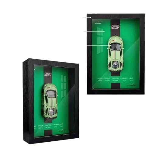 Image of Worshiper 3D Car Frame Wall Art Wooden Hanging Painting Frame with Removable Die-Cast Cars, Lights & Sounds Pull-Back Action & Opening Doors Collectible Display for Car Decoration (1:32 Lamborghini LP-780-4)