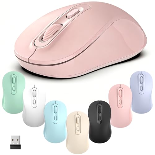 Image of Wireless Mouse, 2026 New Model, Silent Click Ergonomic Design, Portable, 4 Buttons, Adjustable DPI (800 /1200 /1600), for Laptop /PC /Office (Pink)