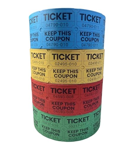 Wonninek 4 rouleaux de billets Double Raffle 4000 pièces Billets numérotés pour loterie pour...