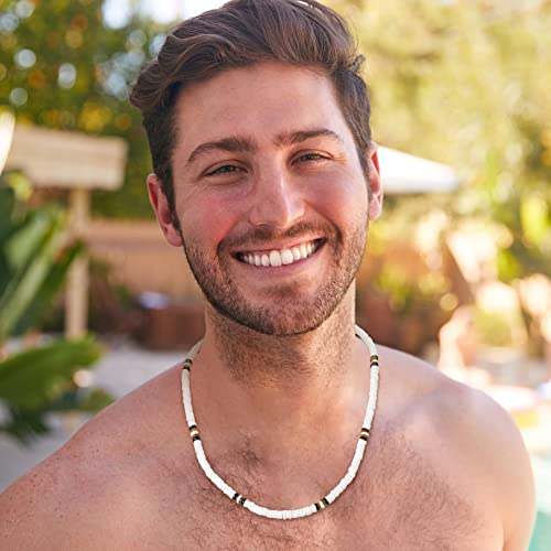 Kigeli 4 Pieces Puka Shell Necklace For Men, Surfer Necklace Choker Seashell Necklace Hawaiian Necklace Beach Chokers With Gift Bag (Stylish Style) #TOP1
