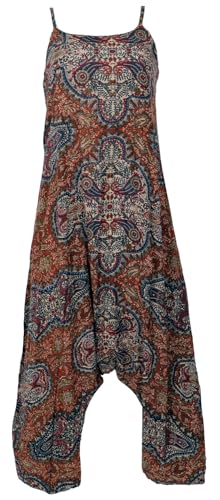 GURU SHOP Boho Jumpsuit, Sommer Pluderhose Overall, Aladin Hosenkleid - Rostbraun, Damen, Synthetisch