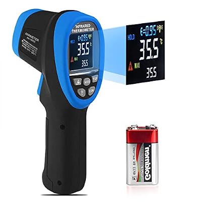 AIOMEST 50: 1 Infrared Thermometer -58°F ~3272°F (-50~1800?) Digital High Temperature Pyrometer with Adjustable Emissivity, Digital Laser IR Temp Gun for Cooking Kiln HVAC (NOT for Human Temp)
