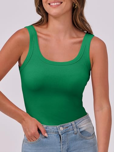 Image of ANRABESS Womens Sleeveless Scoop Neck Tank Top Ribbed Fitted Summer Basic Slim Cute Tops 2026