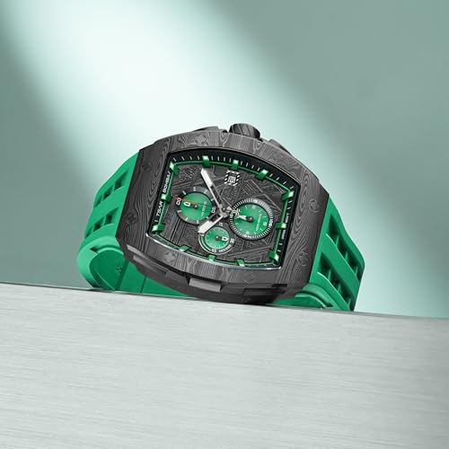 Image of Tsar Bomba Mens Watches Quartz Wristwatch for Men Waterproof 50M Analog Luxury Tonneau Chronograph Calendar Date Men's Dress Business Work Watch Gift for Men