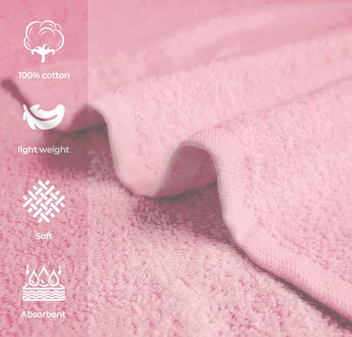 Image of Avalon Towels Salon Towel - Pink Hand Towels Bulk Pack of 24 - 100% Cotton Absorbent Spa, Facial & Gym Towel for Working Out - 16x27 Inches (Not Bleach Proof)