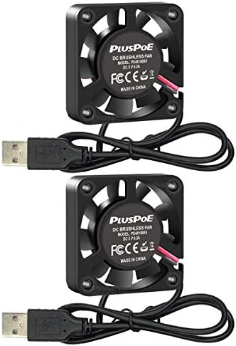 PLUSPOE 2-Pack 40mm x10mm DC 5V USB Brushless Cooling Fan, Dual Ball Bearing, Quiet Operation, 4010 Small Computer Fan