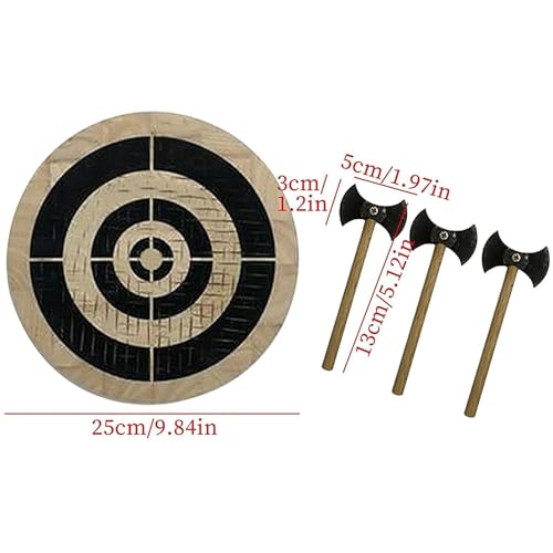 Set de jeu de lancer de hache - Jeu de cible en bois pour le plaisir intérieur/extérieur, comprend 3 petites haches, sûr pour les vacances en famille et convient pour la décoration murale