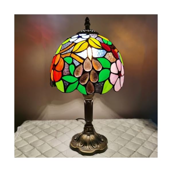 Tiffany Small Table Lamp Sunflower 3-Way Color Temperatures Stained Glass Table Lamps for Living Room,8X8X15Inch Bedroom Bedside Nightstand Night Light Home Office Desk Lamp W/LED Bulb - Image 4