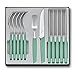 Victorinox Swiss Modern - Juego de cubiertos de 12 piezas, cuchillo de carne, tenedor de pizza, acero inoxidable, color verde