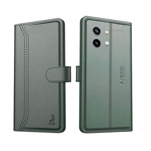 Image of AIBEX Compatible for Vivo Y58 5G Flip Cover Leather Finish with Magnatic Closure | Inside TPU with Card Pockets | Wallet Stand | Complete Protection Flip Case -Green