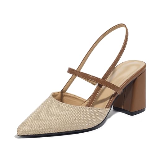 Block Heeled Sandals Pumps Chunky Closed Toe Shoes for Women