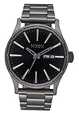 nixon sentry ss acciaio inossidabile day/date 42mm wr 100 metri mens watch a356, gunmetal / black sunray, one size, sentinella ss