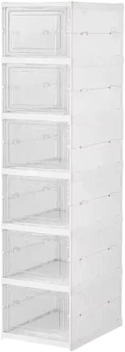 3/6 Layers Foldable Shoes Storage Box Transparent Sneaker Stackable Cabinet Shoe Organizers Rack Shelf(6 Layers)