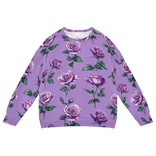 JUNZAN Beauty Rose Purple Big Boys Sweatshirts Hoodies Fleece Tops Clothing Shirts Athletic 4T