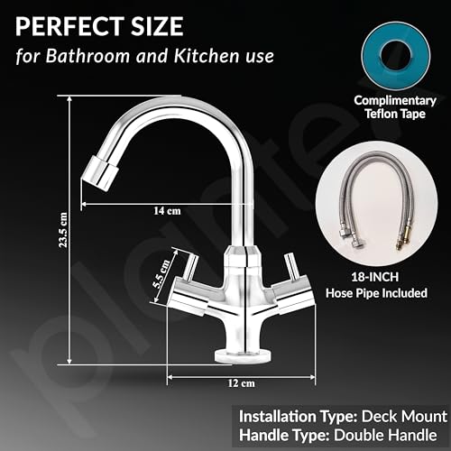 Image of Plantex Pure Brass Basin Sink Mixer Tap Hot and Cold /Mixer Tap for Bathroom /Wash Basin Tap with Teflon Tape -7 Year Warranty By Plantex (ICO-909-Chrome)