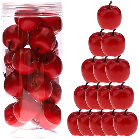 Meiwlong 27 PCS Fake Artificial Lifelike Red Apples Decoration Home Faux Realistic Plastic Centerpieces Fruit Ornament Party Christmas Indoor Festival Cover