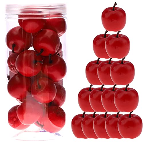 Meiwlong 27 PCS Gefälscht Künstliche Lebensecht Rot Apfel Dekoration Haushalt Faux Realistisch Kunststoff Früchte Ornament Party Weihnachten Innen Fest