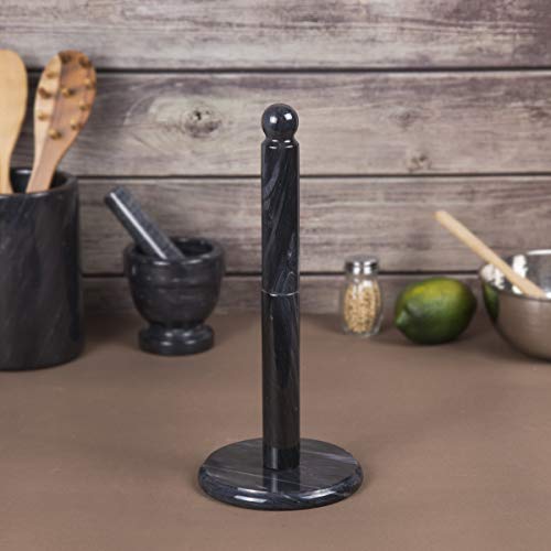 Creative Home Natural Stone Black Marble 12" Height Paper Towel Holder, Dispenser - Thumbnail 2