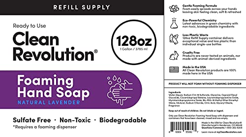 Image of Clean Revolution Foaming Hand Soap Refill with Real Essential Oils, Moisturizing Sulfate-Free Hand Soap, Ready-to-Use Foam Soap Refill for Kitchen & Bathroom (Natural Lavender, 128oz)