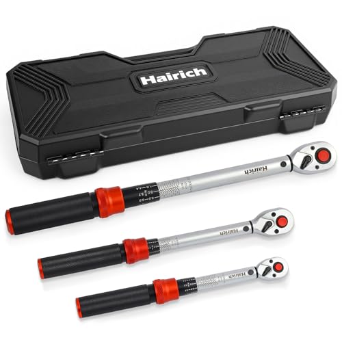 Hairich Drehmomentschlüssel Set 3teilig | 1/4 + 3/8 + 1/2 | 325 Nm 560 Nm 20230 Nm | 3% Genauigkeit | 72Zähne Ratschenkopf | Profi Torque Wrench für Fahrrad Auto & Motorrad