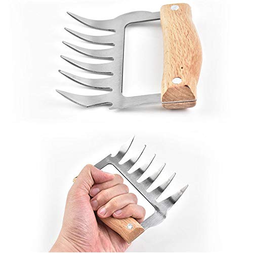 Bear Claw Stainless Steel/Wood Barbecue Meat Claws Convenient Kitchen Pork Shredder Multi-Function Shredding BBQ Forks by SHG_shop