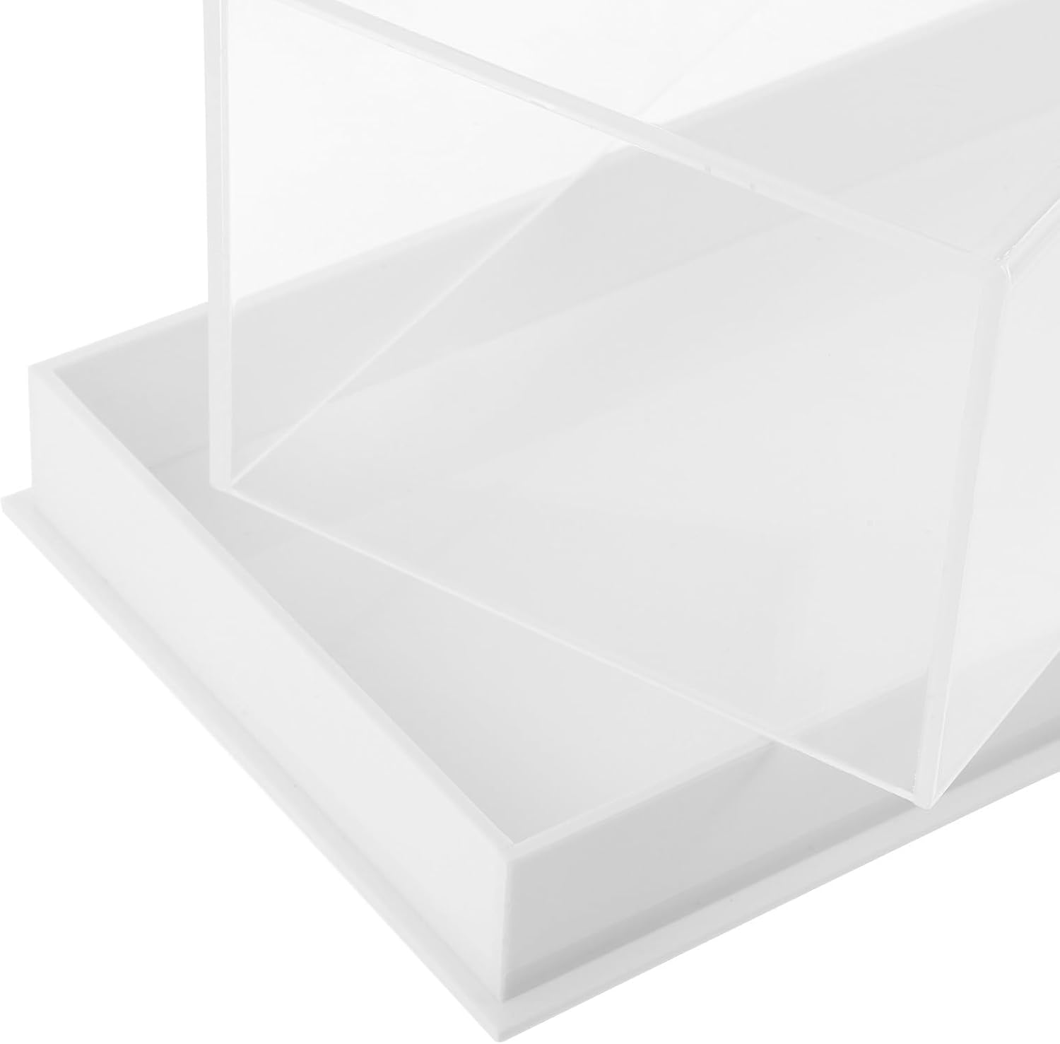 Rectangular Cake Display Case with Removable Lid, White Acrylic | Detachable Design, Construction, Bakery and Coffee Shop Use, Sleek Modern Profile