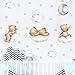Cute Brown Sleeping Baby Bear Wall Stickers, sacinora Moon and Stars DIY Art Wall Decals Removable Vinyl Peel and Stick for Kids Baby Nursery Bedroom Toddler Room Kindergarten Decorations