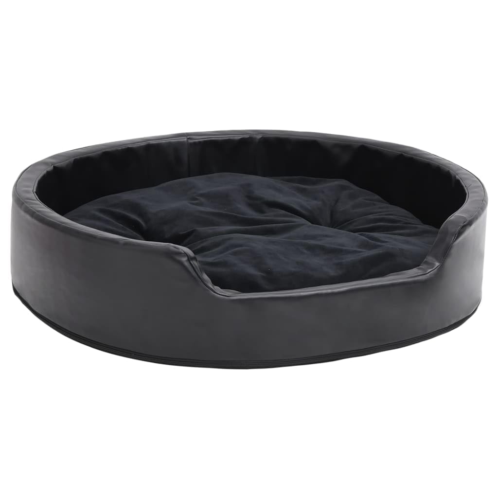 vidaXL Hundebett Schwarz 79x70x19cm Plüsch Kunstleder Hundesofa Hundekissen