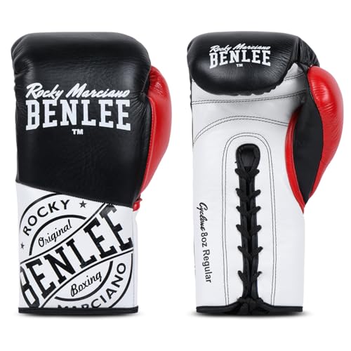 Guantes de boxeo BENLEE de piel para saco y combate, modelo Cyclone negro 10 oz