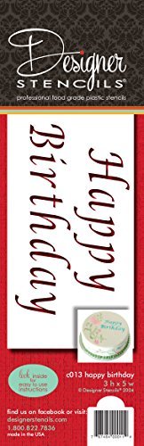 Designer Stencils C013 Happy Birthday Cake Stencil, Beige/semi-transparent 3 x 5..5 inches