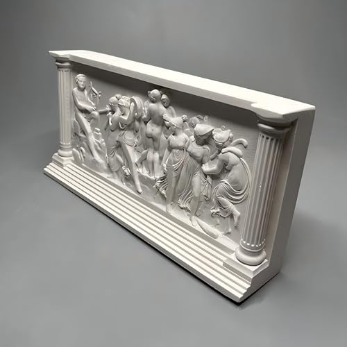 Classical Relief Sculpture Decor, Vintage Roman Style Art Panel Statue, Aesthetic Shelf Decor, Elegant Home Accent Figurine, Neutral Minimalist Bookshelf Desk Decoration, Artistic Gift (7.1 x 3.5 in)