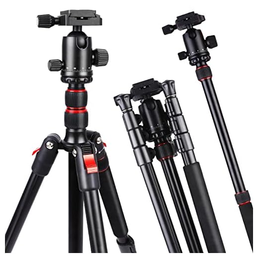 Trípode de Cámara de Aluminio con Cabeza de Metal, Bolsa de Transporte para cámara DSLR, DV Video Videocámara, Carga hasta 8kg, Trípode de Viaje/Video/Teléfono 160CM
