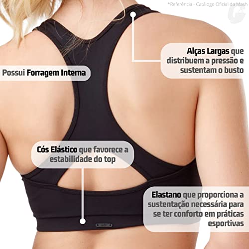 Top Nadador Feminino Microfibra Abertura Costas Básico She Preto Gg