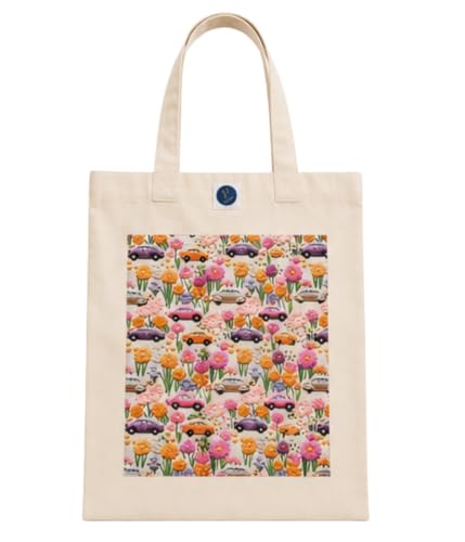 Bolsa EcoBag 100% Algodão Cru, Estampas Exclusivas Tecido Digital 3D, Alça Reforçada, Peças Lavadas (Liberdade em Flor)