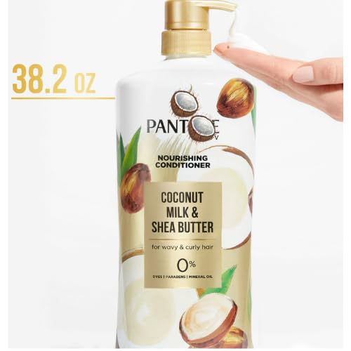 Miniatura 5 de Acondicionador de leche de coco y manteca de karité, 38.2 onzas líquidas, acondicionador de humedad profunda para cabello rizado, ondulado y seco,