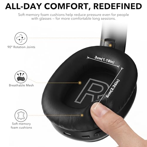 Image of 1Mii E700 Noise Cancelling Headphones Bluetooth Wireless LDAC Hi-Res, Black | Hybrid ANC, 75hr Battery Life, Deep Bass, Comfortable Over-Ear for Commuters & Travelers, aptX Low Latency for TV & Airplane