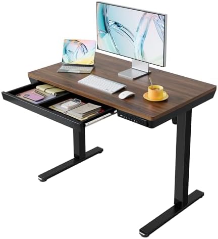 HUANUO 100 x 60 cm Escritorio Elevable, Mesa Elevable con Cajón, ...