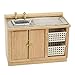 EatingBiting 1:12 Dollhouse Miniature Furniture Bathroom Kitchen Sink with Cabinet Basin Set Dolls House Light Oak Sink Unit w Towel Rail Miniature Wooden Kitchen Furniture