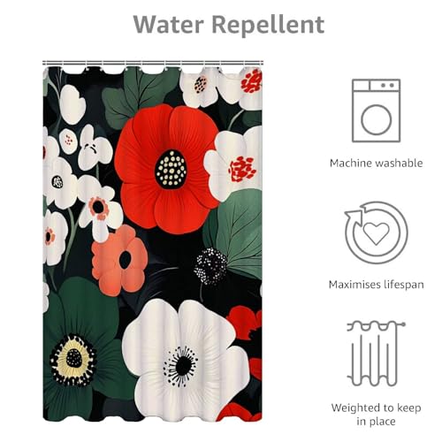 Rideau douche noir 150x170cm en polyester imperméable avec 12 crochets