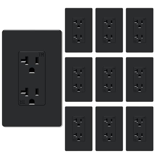 WEBANG Decorator Receptacle Outlet, Screwless Wall Plate Included, 20-Amp 125V Tamper Resistant Wall Outlet, 2-Pole, 3-Wire Self-grounding, ETL Listed, 10 Pack, Glossy Black Visit The WEBANG Store by WEBANG - Used condition - US$21.91