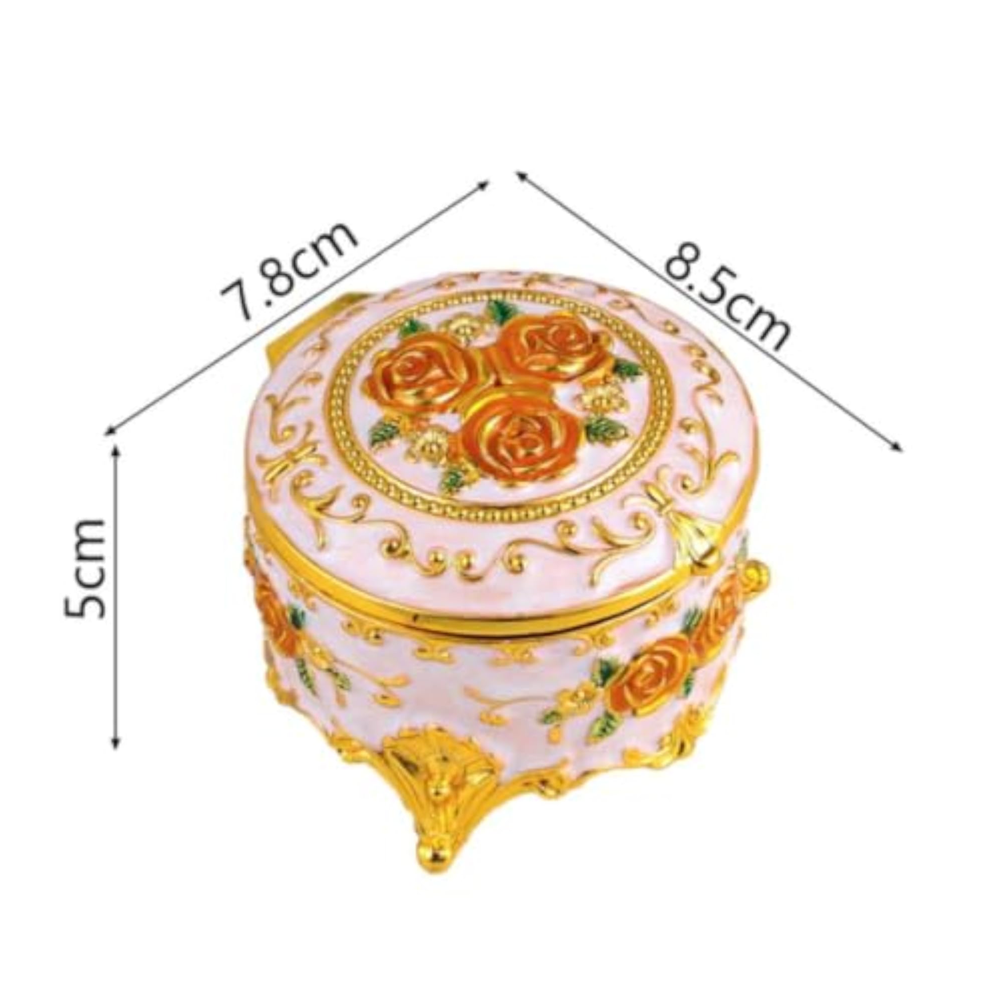 Flower Enamel Jewellery Box with Gold Trim