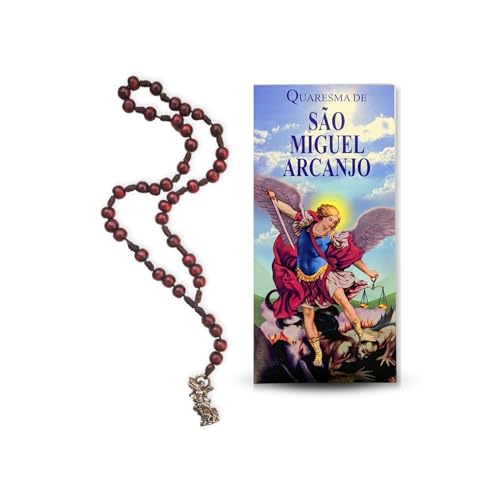 Terço São Miguel Arcanjo Com Novena Guia Impresso Em Madeira Gran...