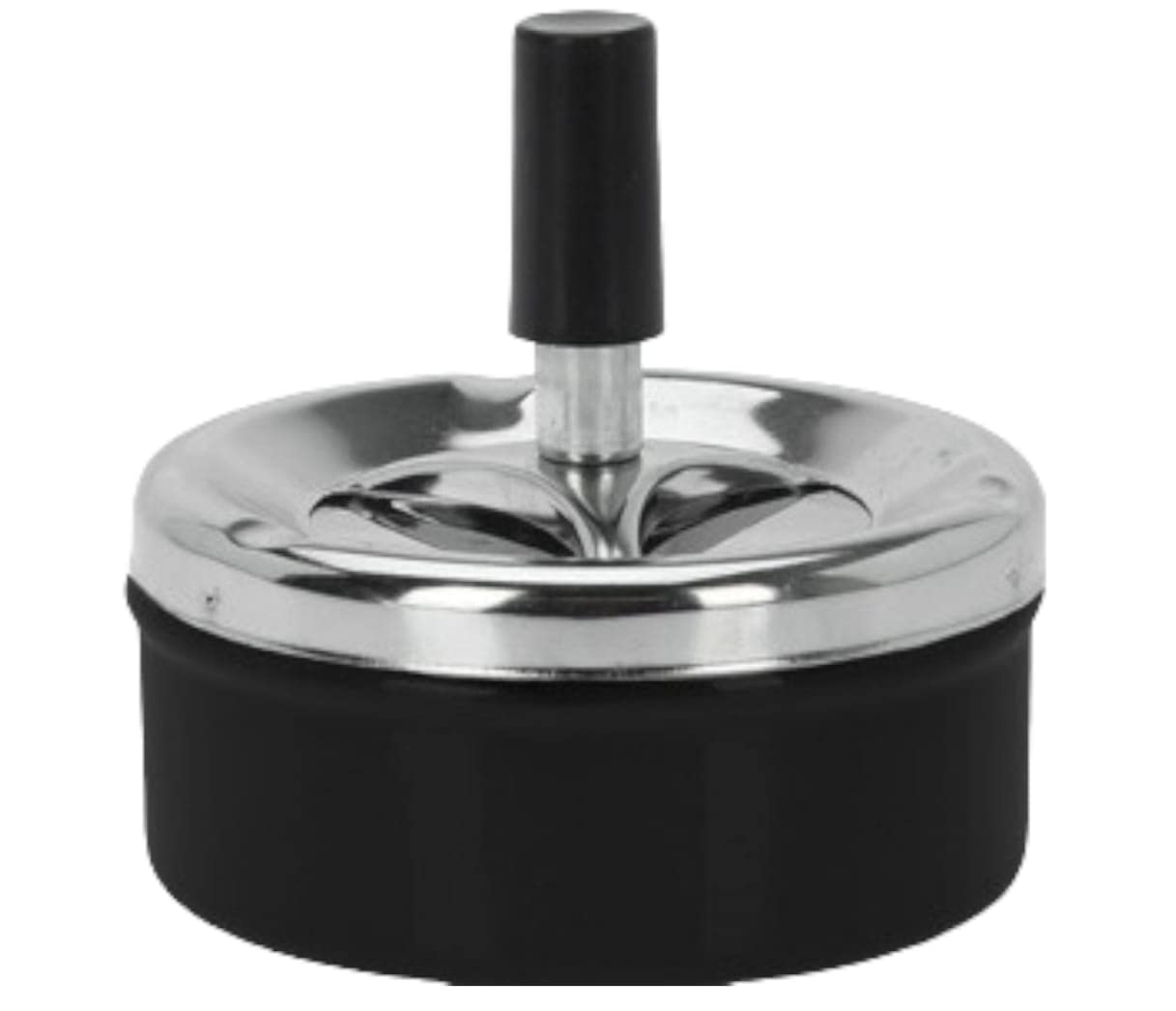 OrionMart Stainless Steel Tabletop Cigarette Revolving Ashtray, Black, Medium