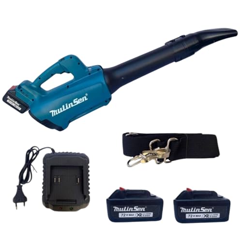 Soffiatore a Batteria per Giardino, Soffiatore Elettrico con 2 Batterie 4.0Ah, Potente Soffiafoglie, con 6 Velocita Variabili per la Cura del tuo Giardino.