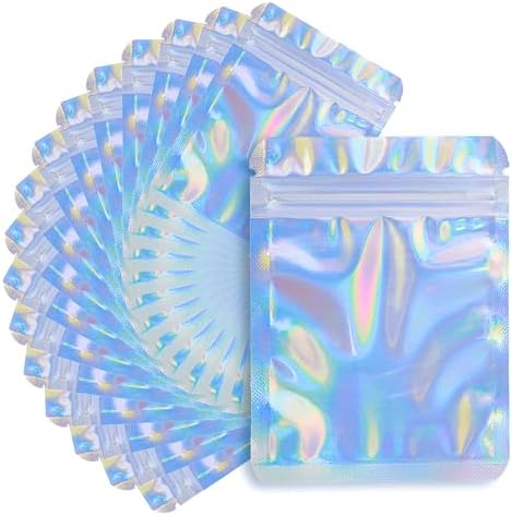 100PCS Holographic Mylar Bags, Smell Proof Bag for Business, Foil Pouch Ziplock Bags for Party Favor Food Storage (4×6 Inch) 100PCS Holographic Mylar Bags, Smell Proof Bag for Business, Foil Pouch Ziplock Bags for Party Favor Food Storage (4×6 Inch)