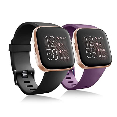 Pulseras Fitbit Versa Correa Fitbit Versa 2, 2 Piezas Correa para Fitbit Versa / Versa 2 / Versa Lite Correa Silicona Suave Ajustable Deportivo...