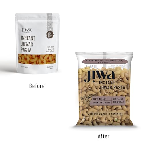 Image of Jiwa Instant Jowar Pasta | Macaroni | Cooks in 7 minutes | Ready to Cook | 100% Millet | No Maida, No Atta | Gluten Free | 200 g (Pack of 5)