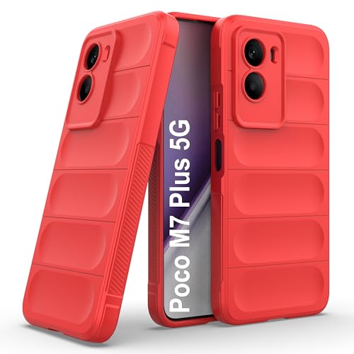 Image of Zapcase Back Case Cover for Poco M7 Plus 5G | Compatible for Poco M7 Plus 5G Back Cover | Liquid Silicon Magic Case with Camera Protection | Red