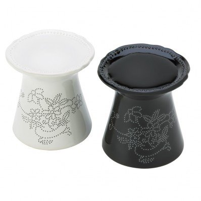 Black & White Decorative Oil Warmers with Tea Lights & Oil (2 Pack)